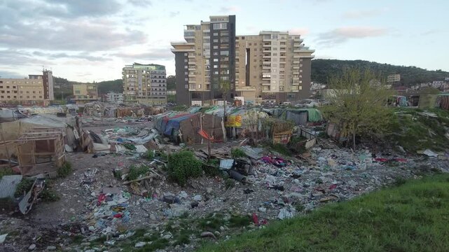 massive gypsies slum in Shkoder , Albania