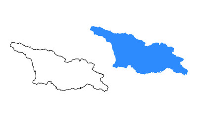 Georgia vector map on white background. Map with outline style and blue silhouette