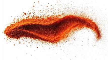 Orange spice powder in a dynamic, swirling motion against a white background