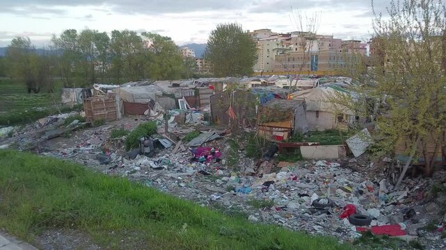 massive gypsies slum in Shkoder , Albania