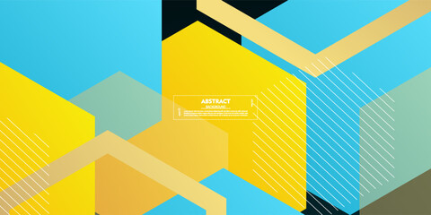 Colorful hexagonal abstract background with blue and orange combination color pattern. Vector Eps10