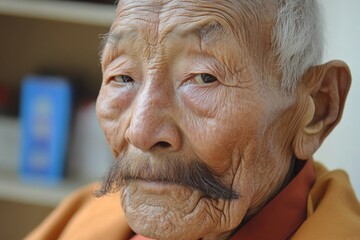 Senior buddhist monk showing wisdom and serenity