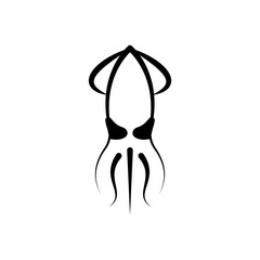 Squid outline vector icon. For any platform action promotion and advertising mockup. Isolated symbol sign used for: mobile, app, design, web, dev, ui, ux, gui. EPS 10. For your project