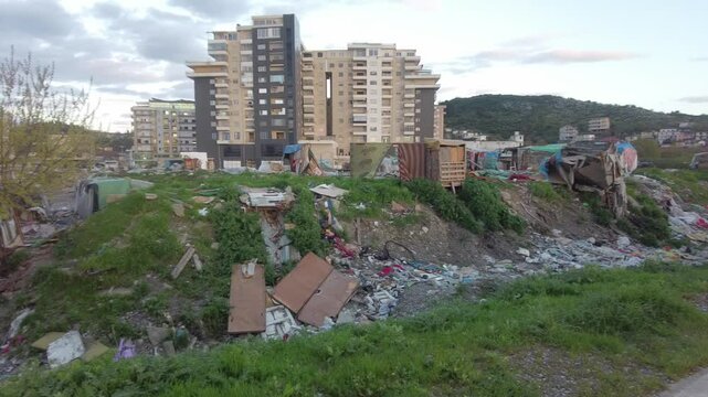 massive gypsies slum in Shkoder , Albania