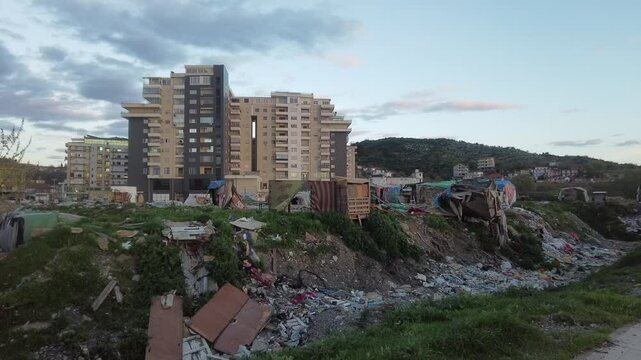 massive gypsies slum in Shkoder , Albania