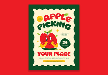 Green Quirky Apple Picking Event Flyer Layout