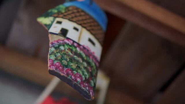 Costa Rican craft called teja hanging from the roof of a ranch