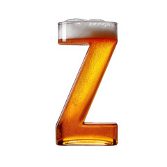 Letter Z shaped like a glass of refreshing lager beer with foam, isolated on transparent background. Fresh pilsner beer in a glass with frothy head.
