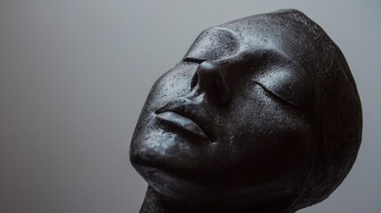 Stone sculpture face with dramatic lighting for artistic sculpture photography scene setup composition abstract modern expression shadow