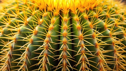 Close-up of golden barrel cactus spine details, detail, golden, detail,golden,plant,spine,barrel