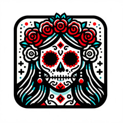 Catrina de d&iacute;a de muertos con corona de flores