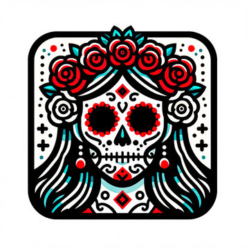 Catrina de d&iacute;a de muertos con corona de flores