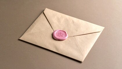 Pink wax seal on envelope