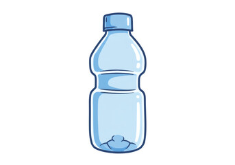 透明な背景に分離されたブルーのシンプルなデザインのプラスチック製の水筒のデジタルイラスト