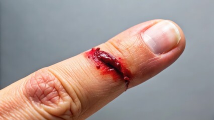 Injured finger with bleeding open cut on a hand, blood, wound,  blood, wound, open wound, bleeding injury
