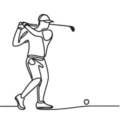 golf player silhouette  one line drawing vector illustration