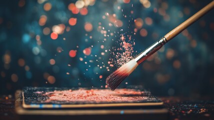 Colorful powder explosion on tablet for creative photography scene setup composition tech color pop art surreal motion impact digital