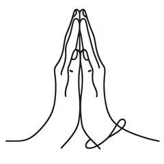 hand drawn praying hands  simple one line drawing vector illustration