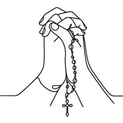 Fototapeta premium hand drawn praying hands simple one line drawing vector illustration