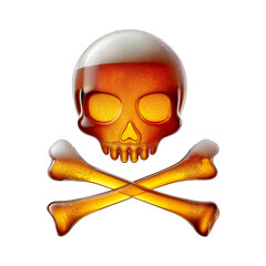 Skull shaped like a glass of refreshing lager beer with foam, isolated on transparent background. Fresh pilsner beer in a glass with frothy head.