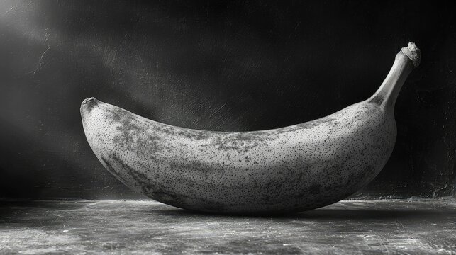 Simple grayscale banana still life