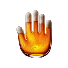 Hand shaped like a glass of refreshing lager beer with foam, isolated on transparent background. Fresh pilsner beer in a glass with frothy head.