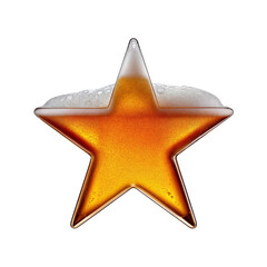 Star shaped like a glass of refreshing lager beer with foam, isolated on transparent background. Fresh pilsner beer in a glass with frothy head.