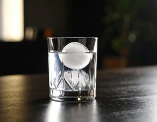 The sophisticated glass with a spherical ice cube, capturing the light refraction
