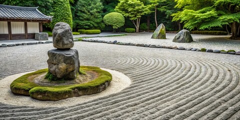 Obraz premium stone monument in Zen garden, architecture, structure, architecture, structure, tranquil, solitary