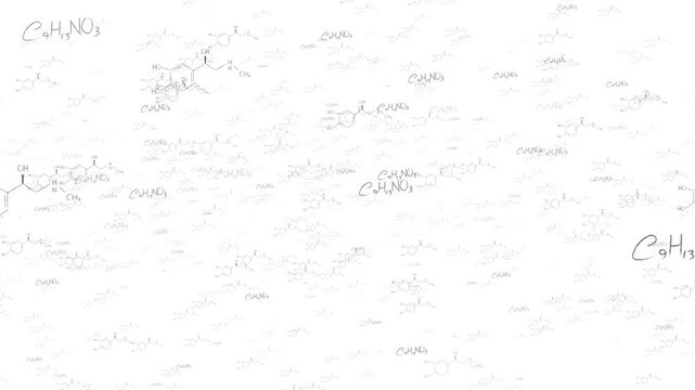 Adrenaline white background molicule structure particle flow overlay black font handwriting 