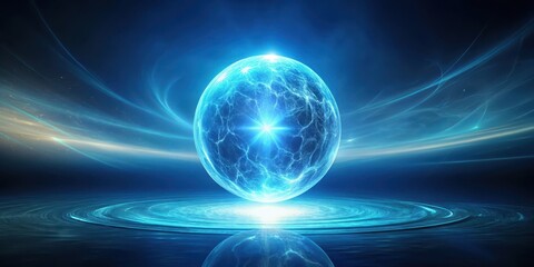 Obraz premium Glowing Blue Energy Orb Floating in Mid Air, luminous form, glow energy orb