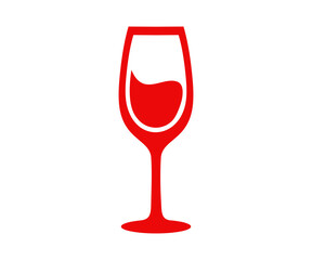 Minimalist wine glass icon silhouette. Isolated sign glass of wine illustration on transparent background. 

