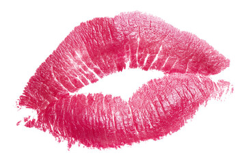 A set of artistic pink lipstick kiss impressions filled with vivid saturation and romantic passion, isolated on a transparent background