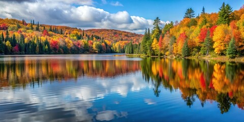 Obraz premium Fall Colors On Mayflower Lake In Arrowhead Provincial Park, lake scenery