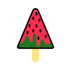 Watermelon ice cream on white background.