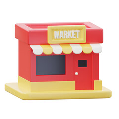 3D Supermarket Icon Illustration