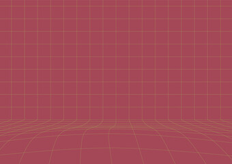 Crimson Grid A minimalist, geometric landscape dominated by a deep crimson grid, creating a sense of order and structure.