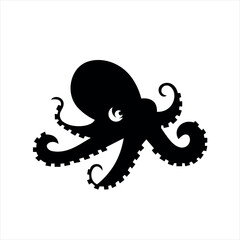 Octopus solid black vector icon. For any platform action promotion and advertising mockup. Isolated symbol sign used for: mobile, app, design, web, dev, ui, ux, gui. EPS 10. For your project.