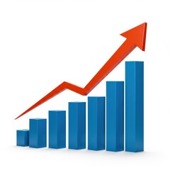 Growth chart with arrow isolated on white background. business and finance use cases.