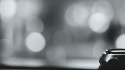 Camera lens close up with bokeh background creating dreamlike atmosphere