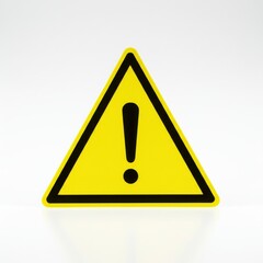 Exclamation mark in yellow triangle isolated on white background for safety, caution, and warning use.