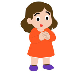 Vector little girl happy expression
