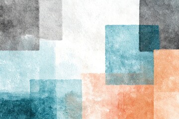 Soft watercolor art in light gray, sky blue, and peach with abstract geometric shapes. Perfect for minimalist designs, modern decor, and creative projects. Elegant and soothing
