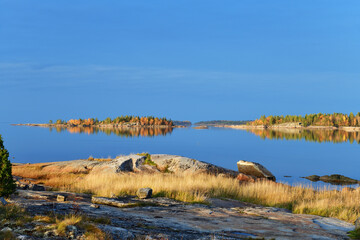 Sunrise on the White Sea in Karelia, Russia