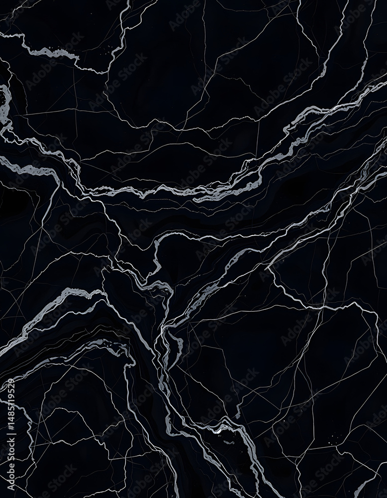 Poster abstract black marble texture with intricate veining and glossy reflections for elegant design backd
