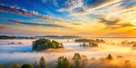 Fototapeta premium Misty Morning Sky with Clouds , nature, landscape