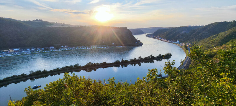 View at river Rhine from Loreley viewpoint in Germany