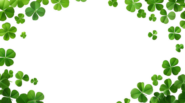 four leaf clover border frame on white background
