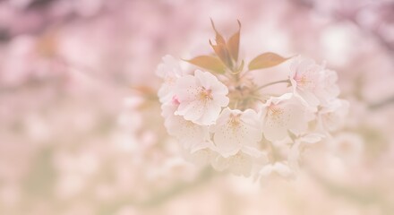 Obraz premium Soft Pink Cherry Blossoms Delicate Spring Blooms in Pastel Hues