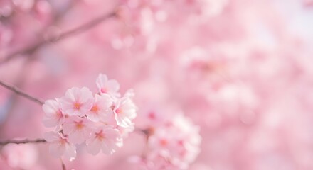 Fototapeta premium Soft Pink Cherry Blossoms Delicate Spring Flowers in Bloom